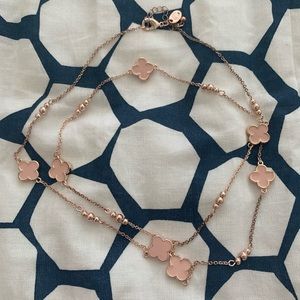 Pink and rose gold quatrefoil necklace
